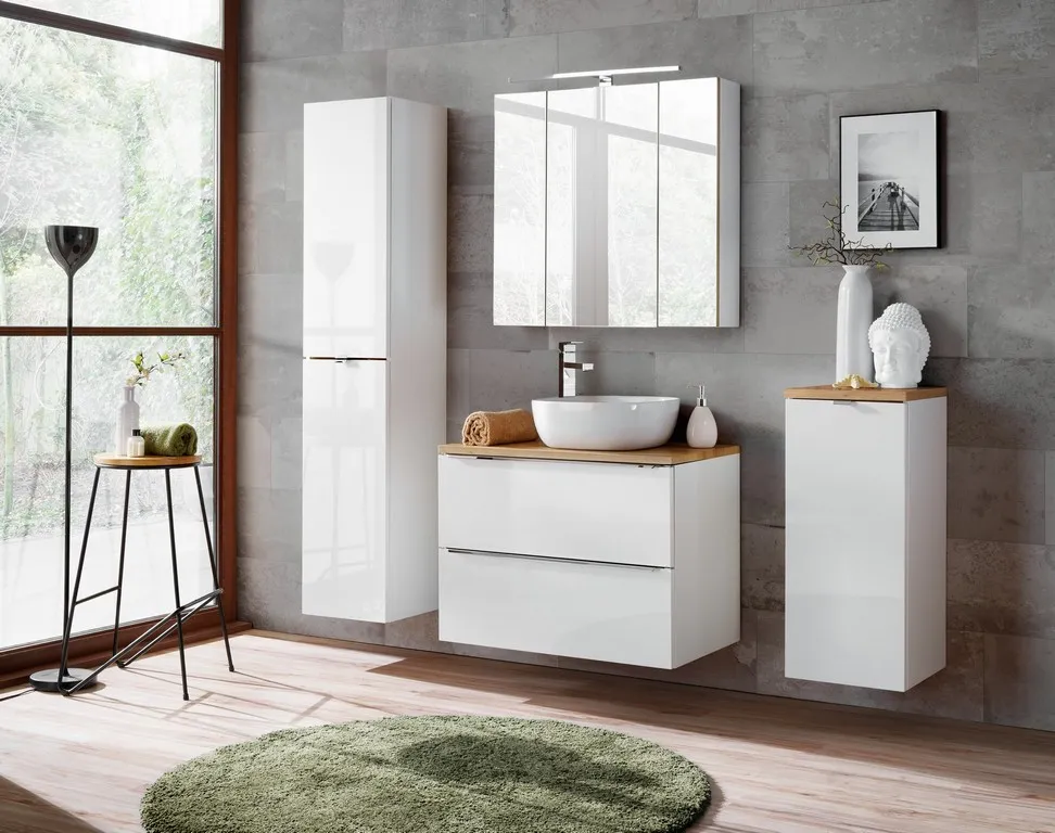 452 Balta vonios spintelė CAPRI WHITE 800B su praustuvu