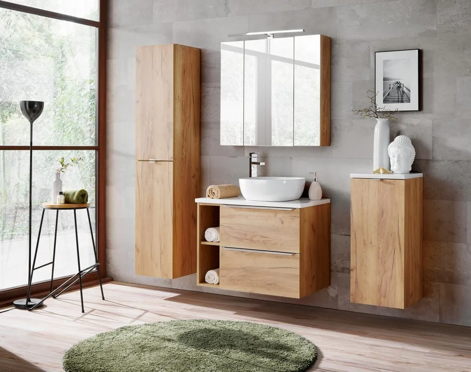 455 Moderni CAPRI OAK 800A vonios spintelė su ąžuolo apdaila