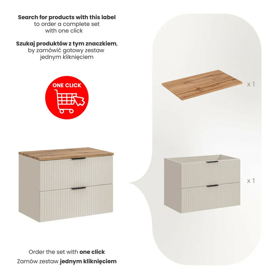 BA-VL100031-3 80 cm komplektas su stalviršiu moderniam vonios interjerui