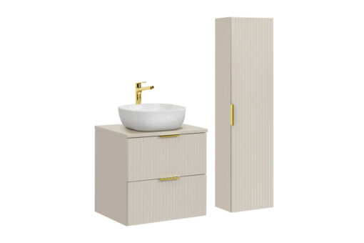 Komplektas 60 cm su stalviršiu, 1 praustuvė Smile ir spintelė aukšta