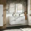 Komplektas 120 cm su praustuvu SKY, spintelė aukšta ir veidrodžiu