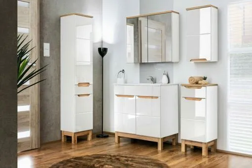 Komplektas 80cm su praustuvu , spintelė su veidrodžiu