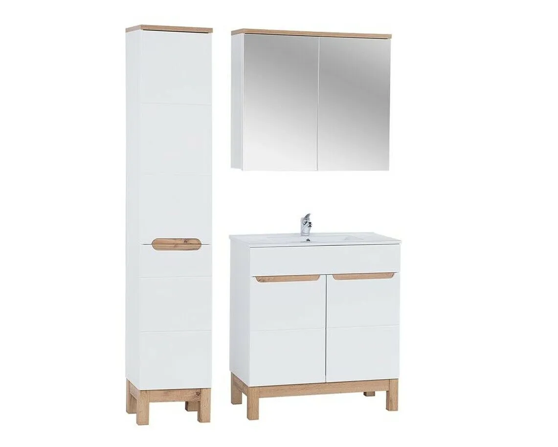 BA-VL100103-1 Komplektas 80cm su praustuvu , spintelė su veidrodžiu
