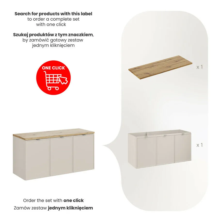 BA-VL100123-3 120 cm komplektas su stalviršiu moderniam vonios kambariui