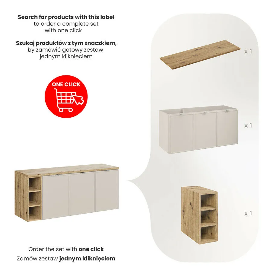 BA-VL100126-3 140 cm komplektas su stalviršiu ir moderniu dizainu