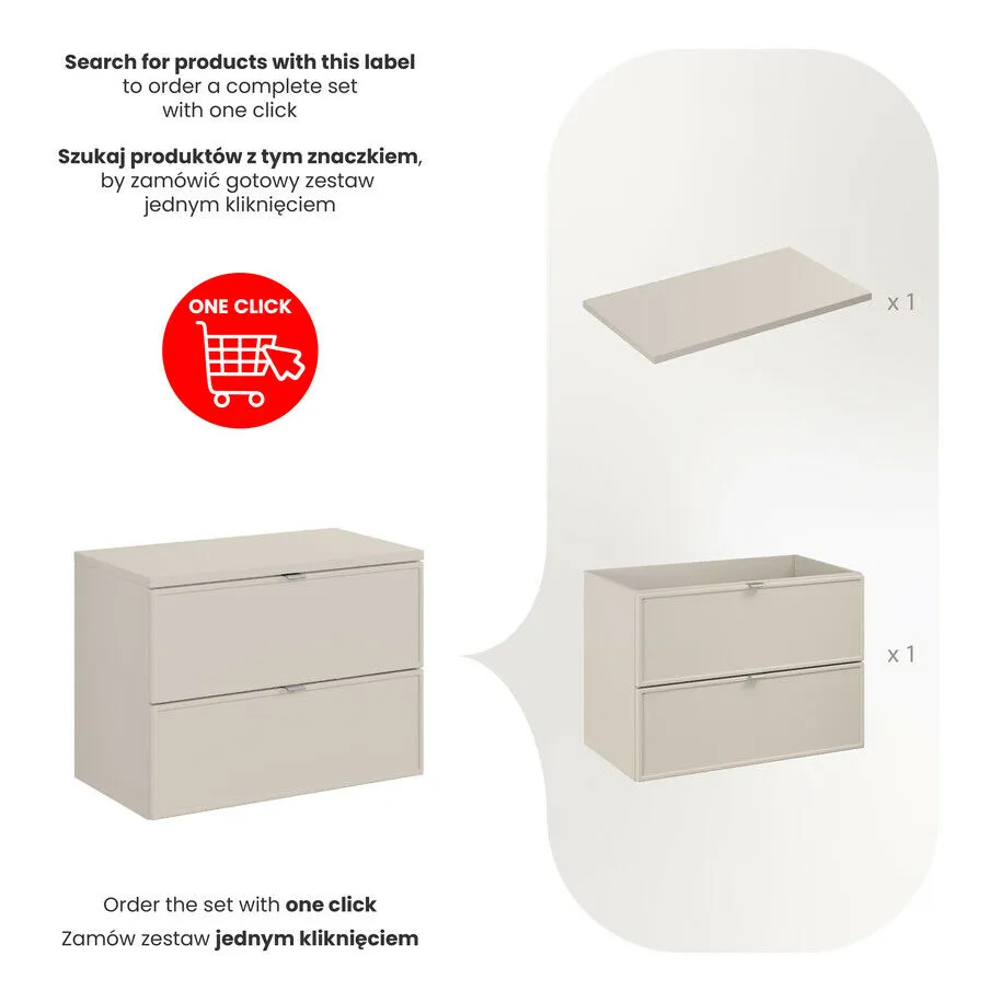 BA-VL100140-3 80 cm komplektas su stalviršiu moderniam vonios interjerui
