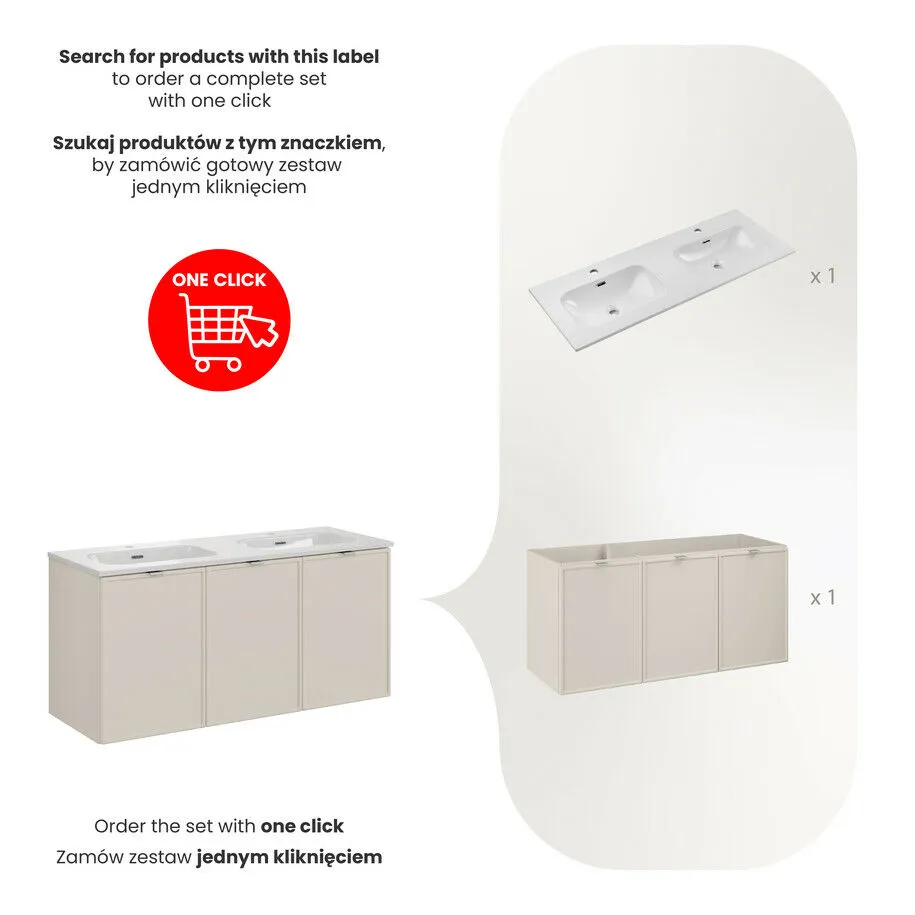 BA-VL100146-3 120 cm FLY komplektas su moderniu praustuvu vonios kambariui