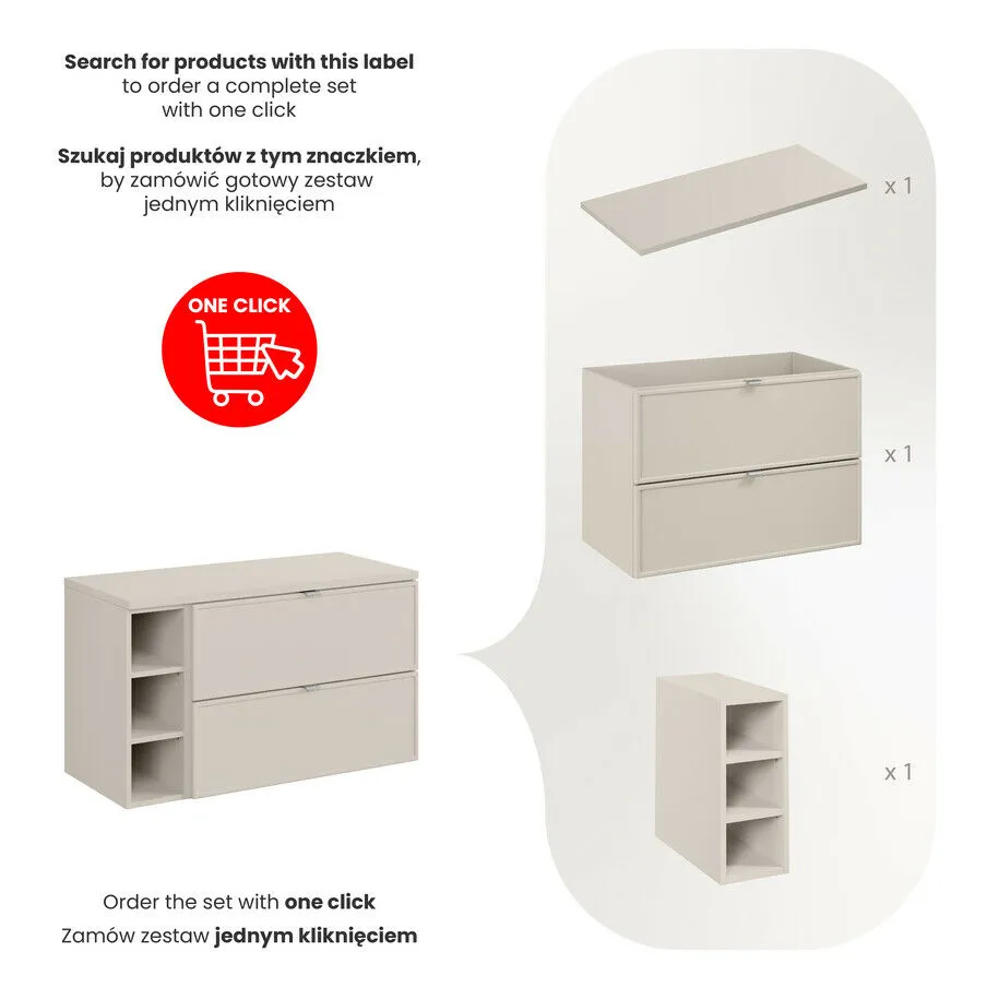 BA-VL100147-3 100 cm komplektas su stalviršiu moderniam vonios interjerui