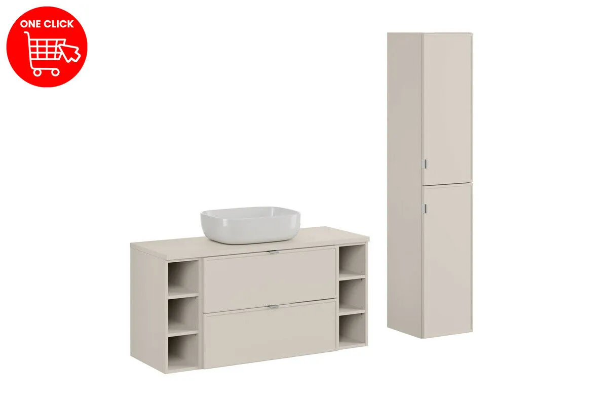 BA-VL100150-2 120 cm vonios komplektas su Smile praustuve ir aukšta spintele