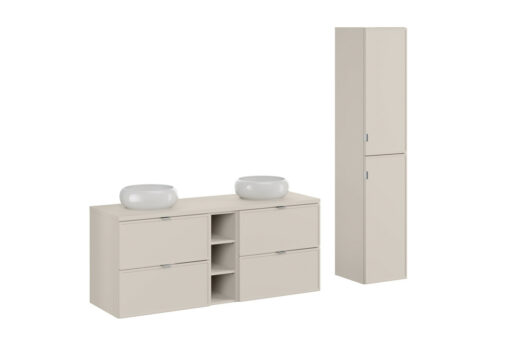 Komplektas 140 cm su stalviršiu, praustuvai Wiki ir spintelė aukšta