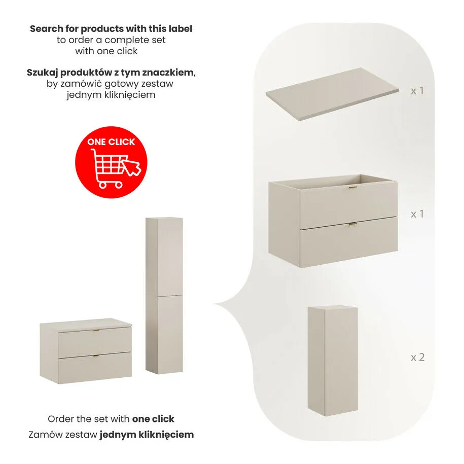 BA-VL100167-3 80 cm komplektas su stalviršiu moderniam vonios interjerui
