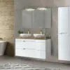 Komplektas 120 cm su praustuvu m, spintelė aukšta ir veidrodžiais