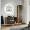 Komplektas 100cm su praustuvu , spintelė ir veidrodžiu led