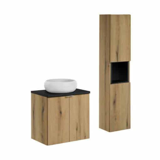Komplektas 60cm su stalviršiu , praustuvu Wiki ir spintelė