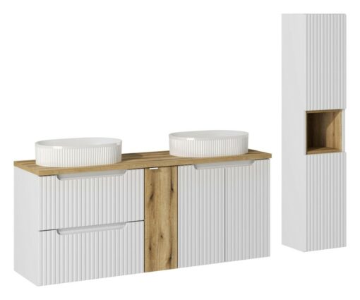 Komplektas 140 cm su praustuvu m ir spintelė aukšta