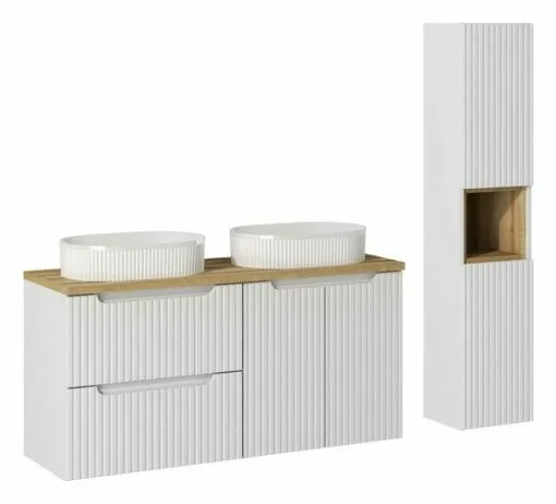 Komplektas 120 cm su praustuvu m ir spintelė aukšta