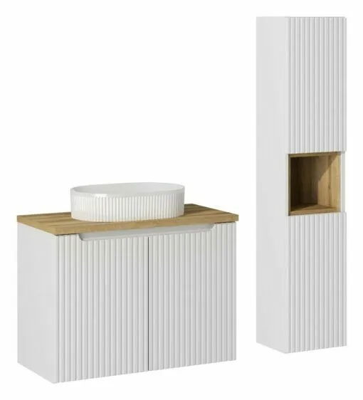 Komplektas 80cm su praustuvu ir spintelė