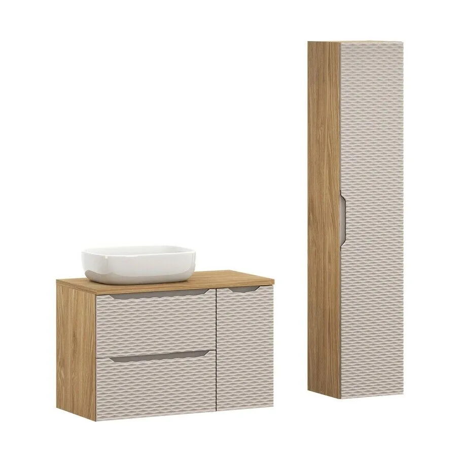 BA-VL100807-1 Komplektas 90cm su stalviršiu , praustuvas Smile ir spintelė