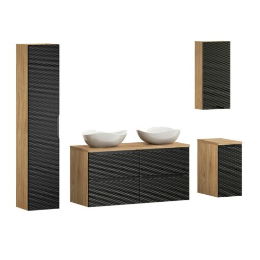 Komplektas 120 cm su stalviršiu, 2 praustuvai Cloud ir spintelė aukšta