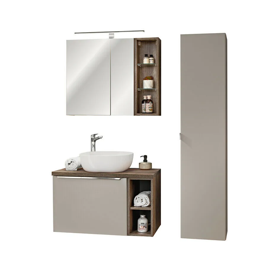 BA-VL100938-1 Komplektas 80cm su stalviršiu , praustuvas Smile , spintelė su veidrodžiu