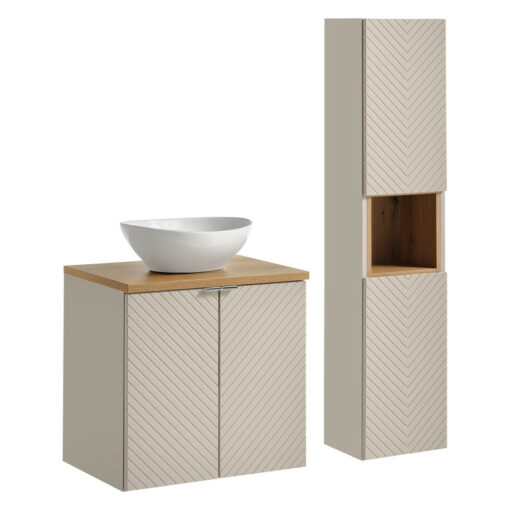 Komplektas 60 cm su stalviršiu, praustuvė Lola ir spintelė aukšta