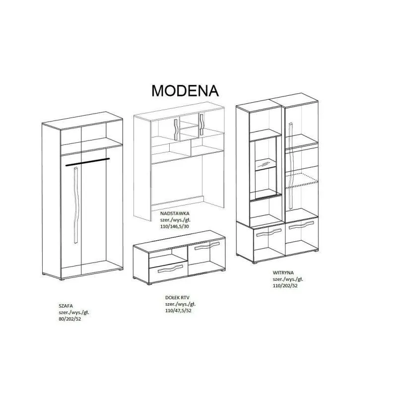 modena_wymiary Modena sekcijos matmenys ir išplanavimas svetainės interjerui