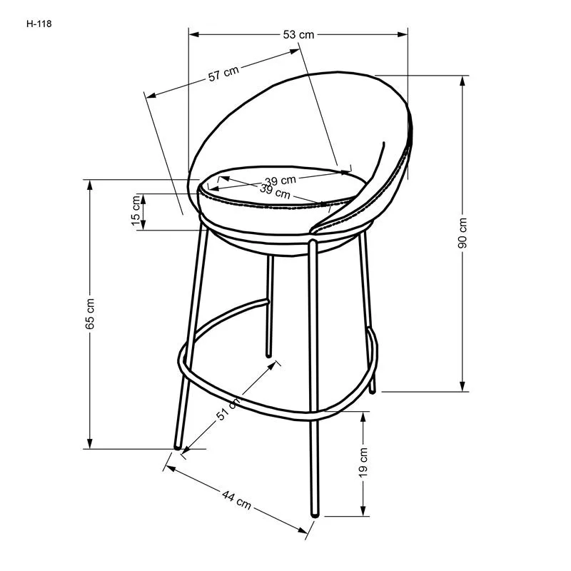 BA-HA105127-14 Moderni baro kėdė su elegantišku metaliniu rėmu