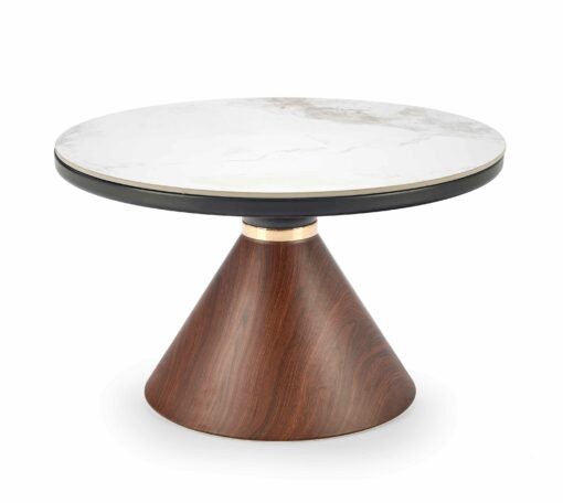 GENESIS kavos staliukas, balta marble/riešuto /aukso