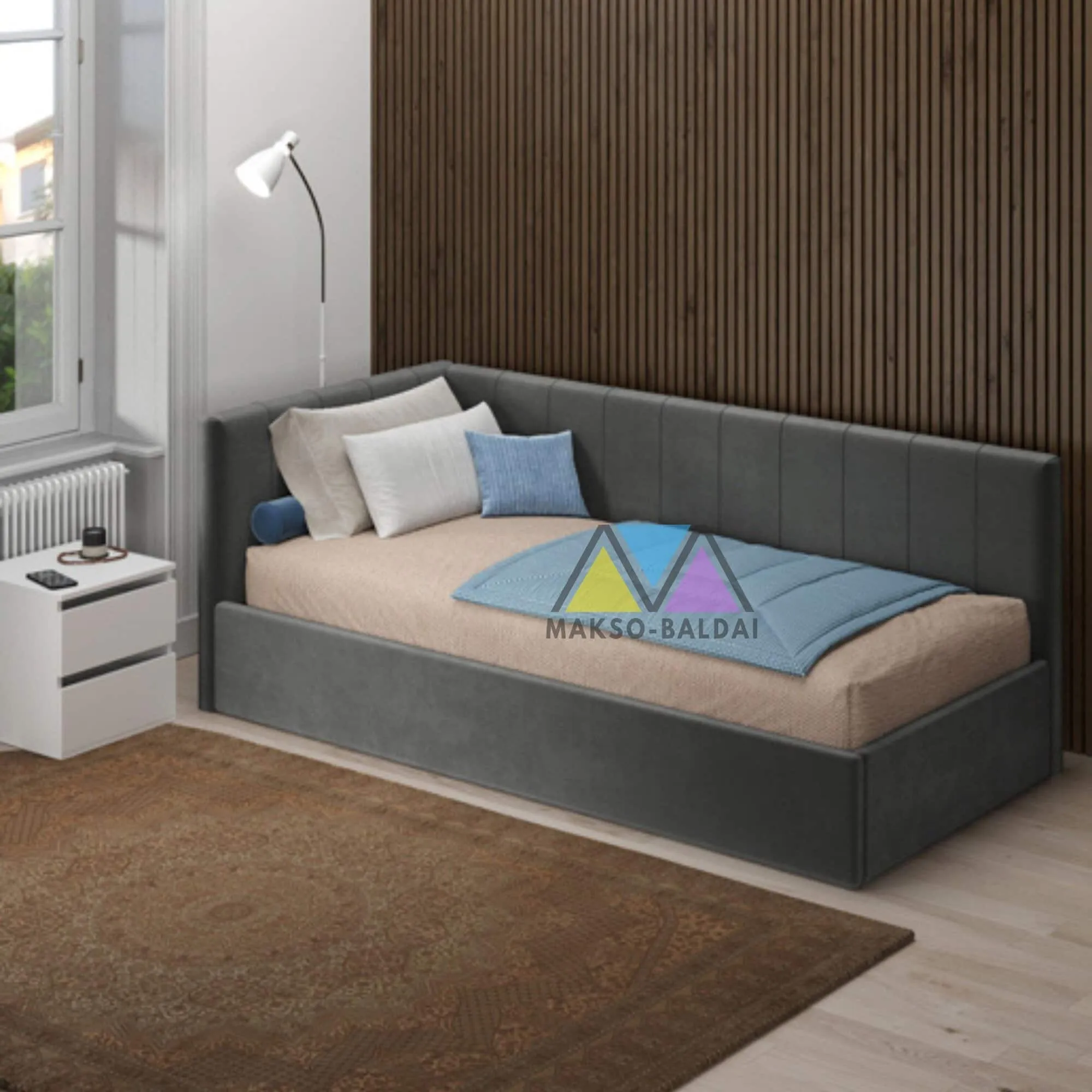 ba-mb000854-18 Moderni dvigulė lova su elegantišku minkštu galvūgaliu