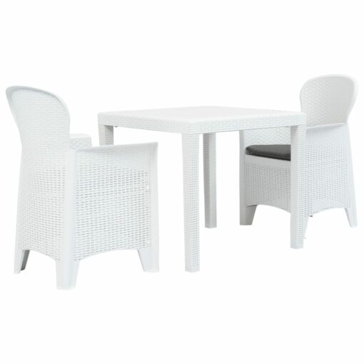 Bistro baldų komplektas, 3d., baltos sp., ratano imitacija