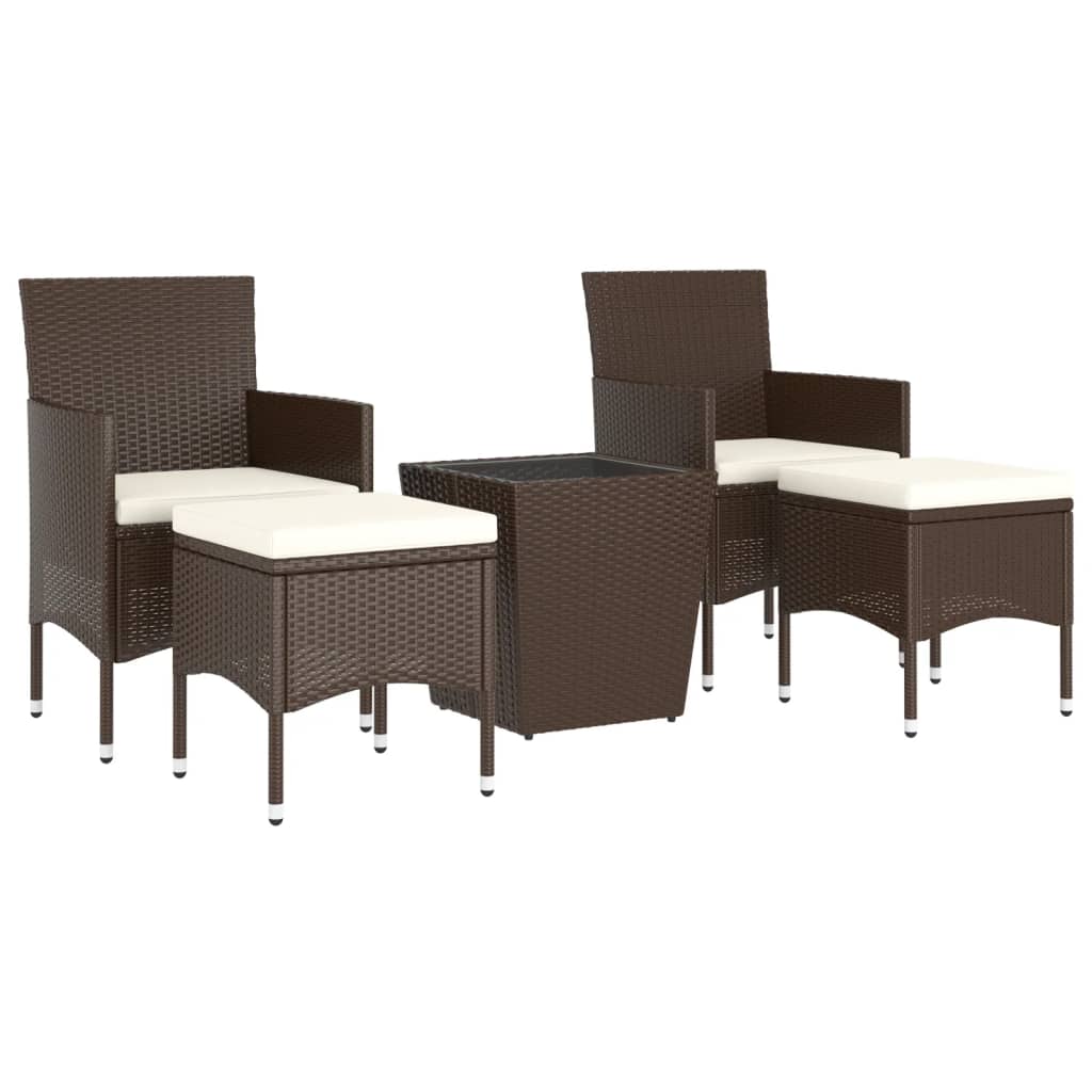 ba-vd100422-2 Rudas bistro baldų komplektas iš poliratano ir stiklo