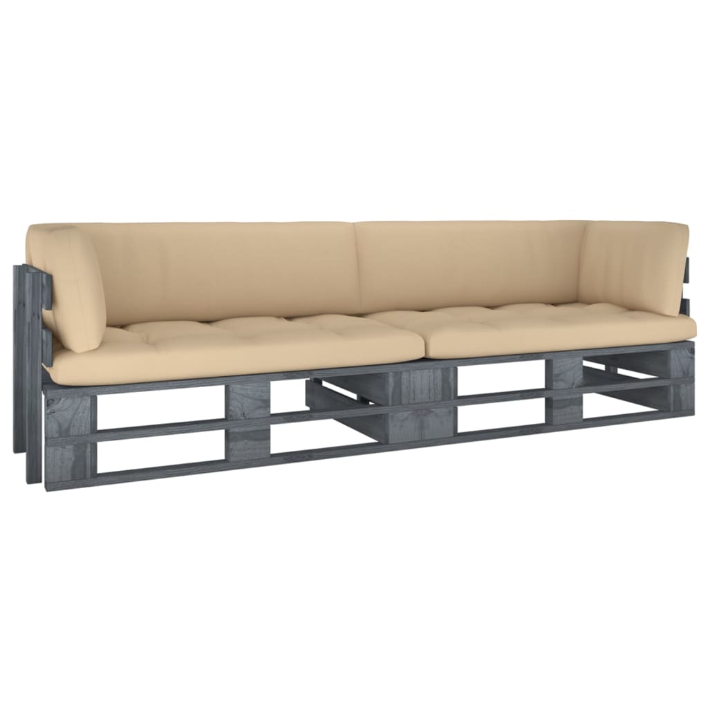 Dvivietė sofa iš palečių su pagalvėlėmis, impregnuota pušis