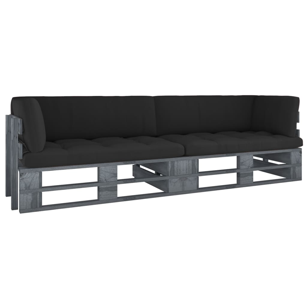 Dvivietė sofa iš palečių su pagalvėlėmis, impregnuota pušis