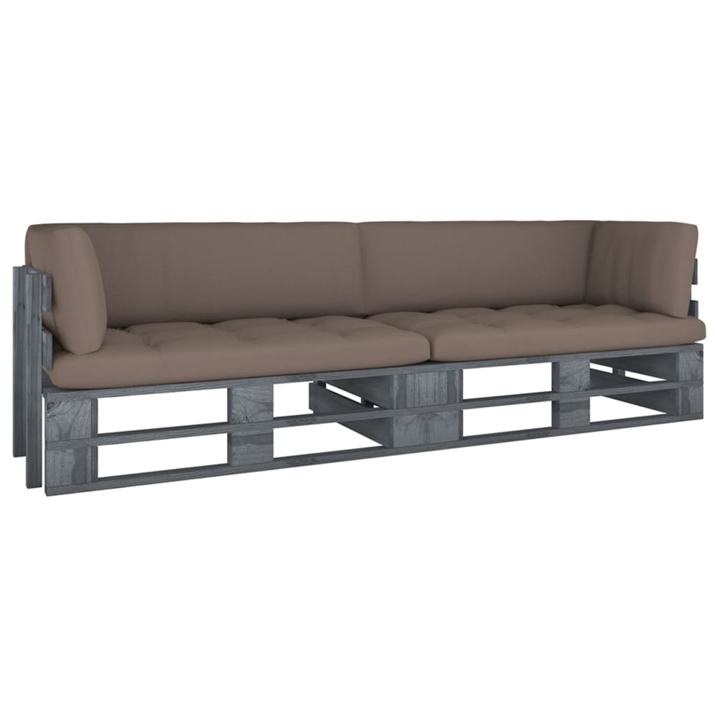 Dvivietė sofa iš palečių su pagalvėlėmis, impregnuota pušis