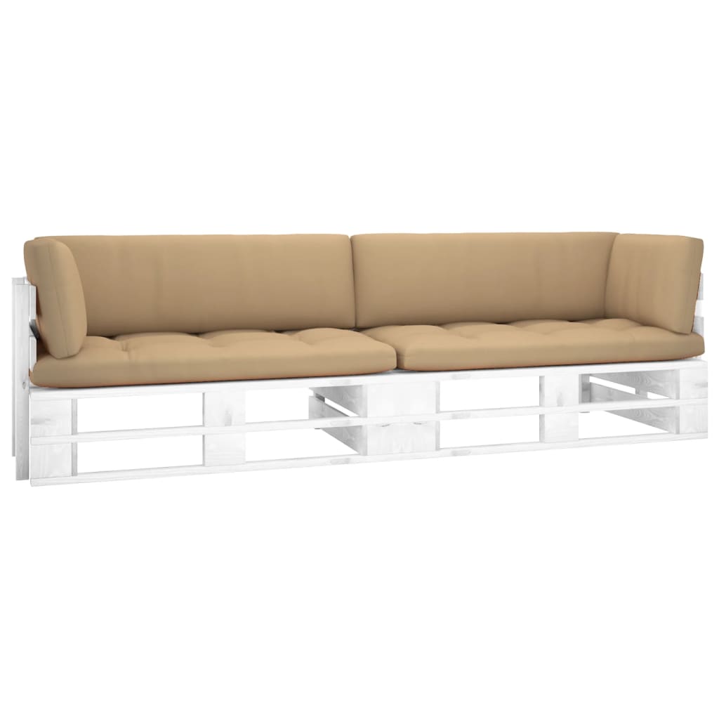 Dvivietė sofa iš palečių su pagalvėlėmis, impregnuota pušis