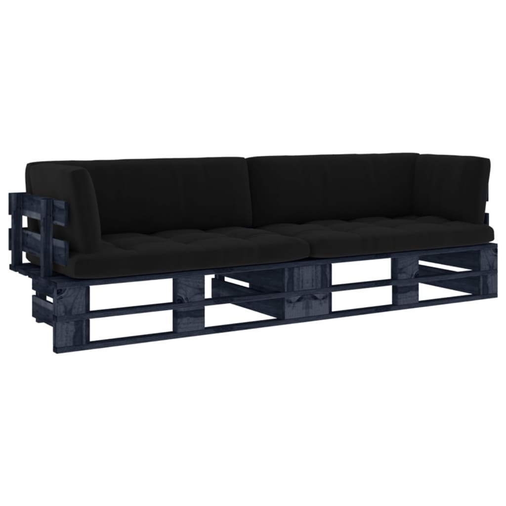Dvivietė sofa iš palečių su pagalvėlėmis, impregnuota pušis