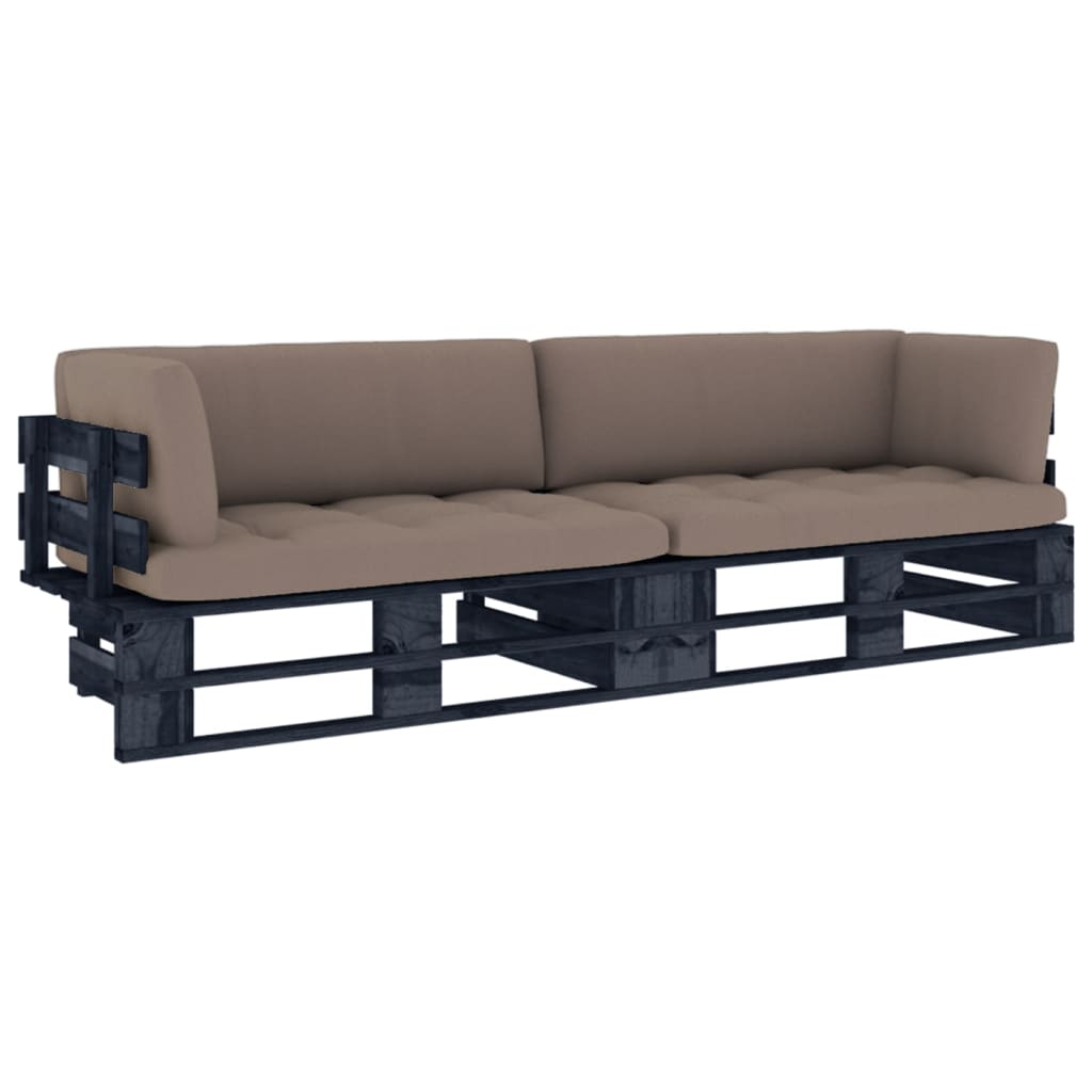 Dvivietė sofa iš palečių su pagalvėlėmis, impregnuota pušis