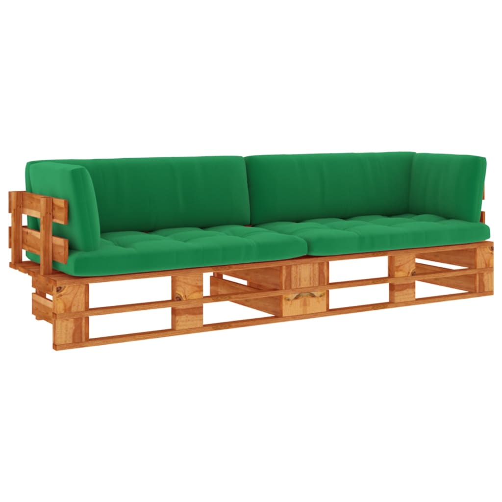 Dvivietė sofa iš palečių su pagalvėlėmis, impregnuota pušis