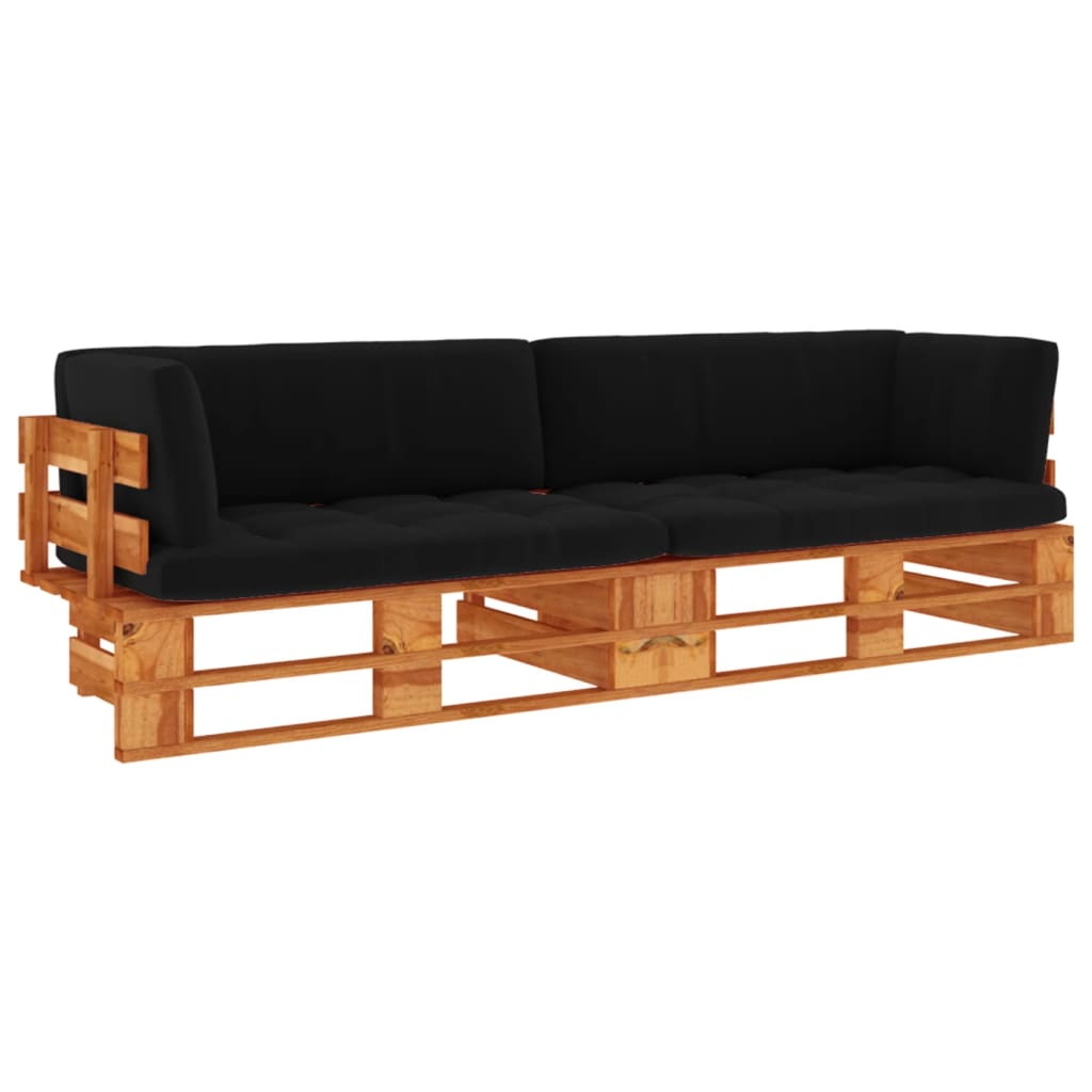 Dvivietė sofa iš palečių su pagalvėlėmis, impregnuota pušis