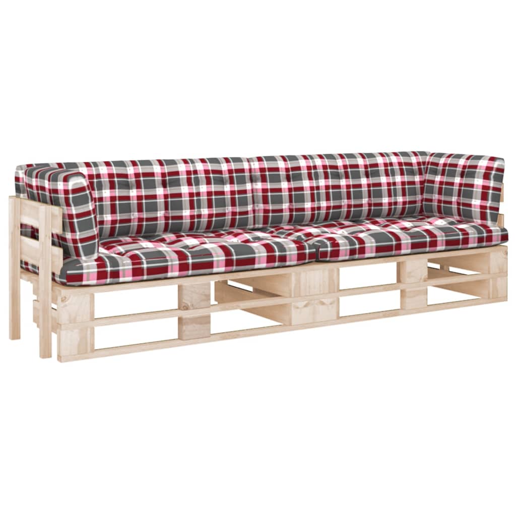 Dvivietė sofa iš palečių su pagalvėlėmis, impregnuota pušis