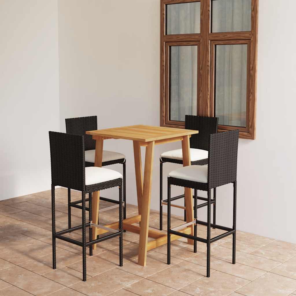 ba-vd101397-1 Sodo baro baldų komplektas su pagalvėlėmis, 5 dalių, juodas