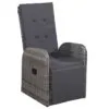 Pilkas sodo valgomojo baldų komplektas su stalu ir kėdėmis