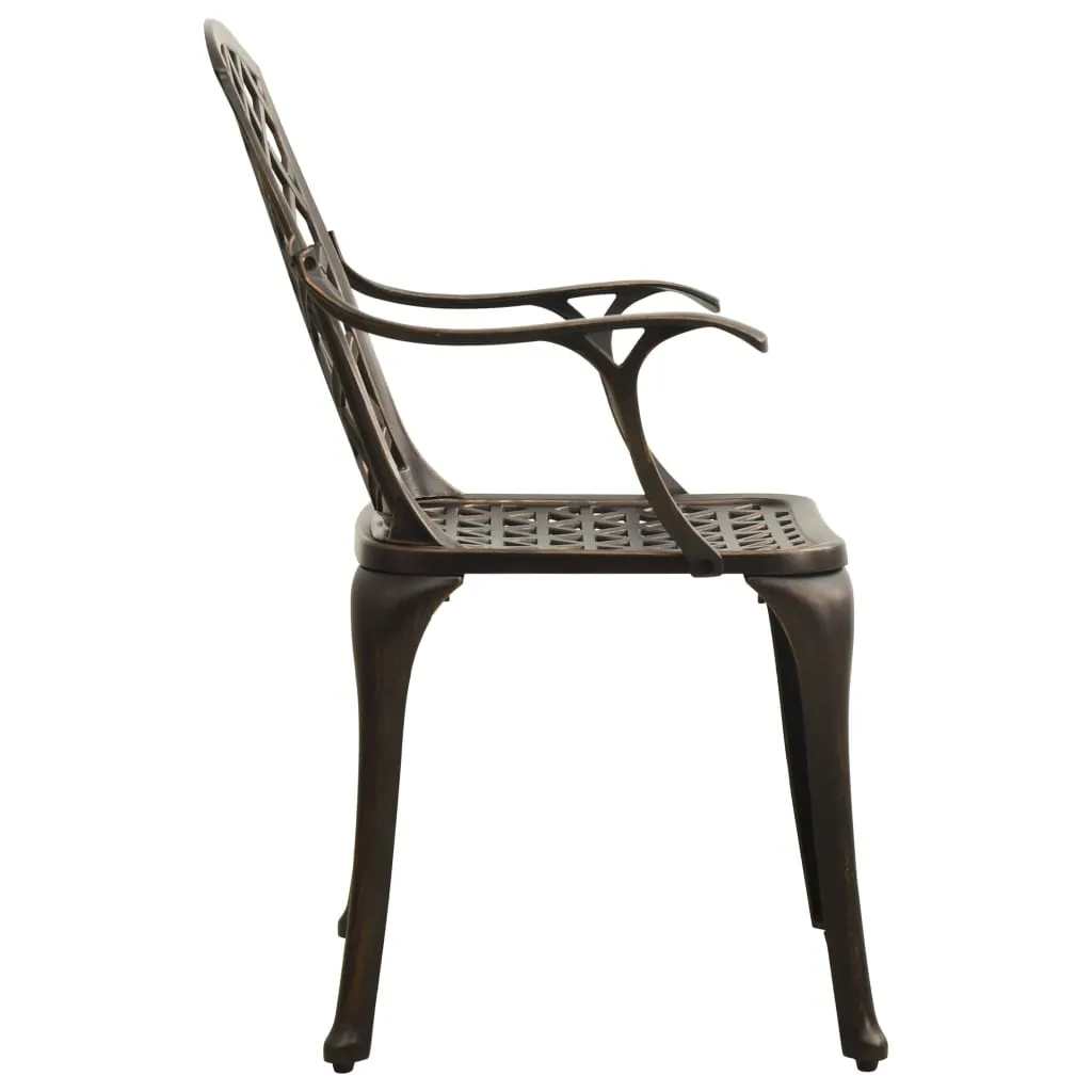 ba-vd101526-4 Bronzinis lieto aliuminio bistro baldų komplektas su stalu ir kėdėmis