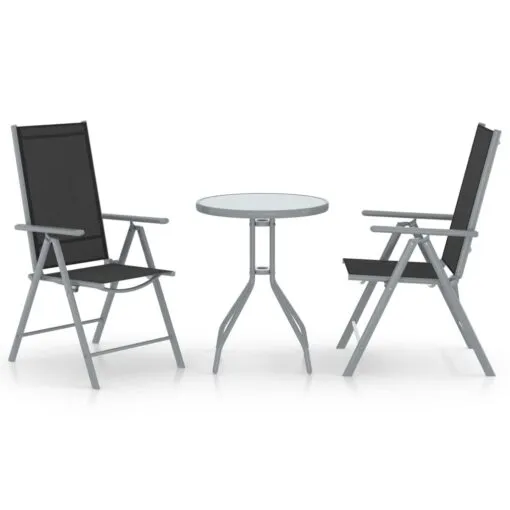 Bistro komplektas, 3d., sidabrinis, aliuminis ir tekstilenas