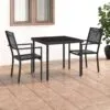 Lauko valgomojo baldų komplektas, 3 dalių, plienas