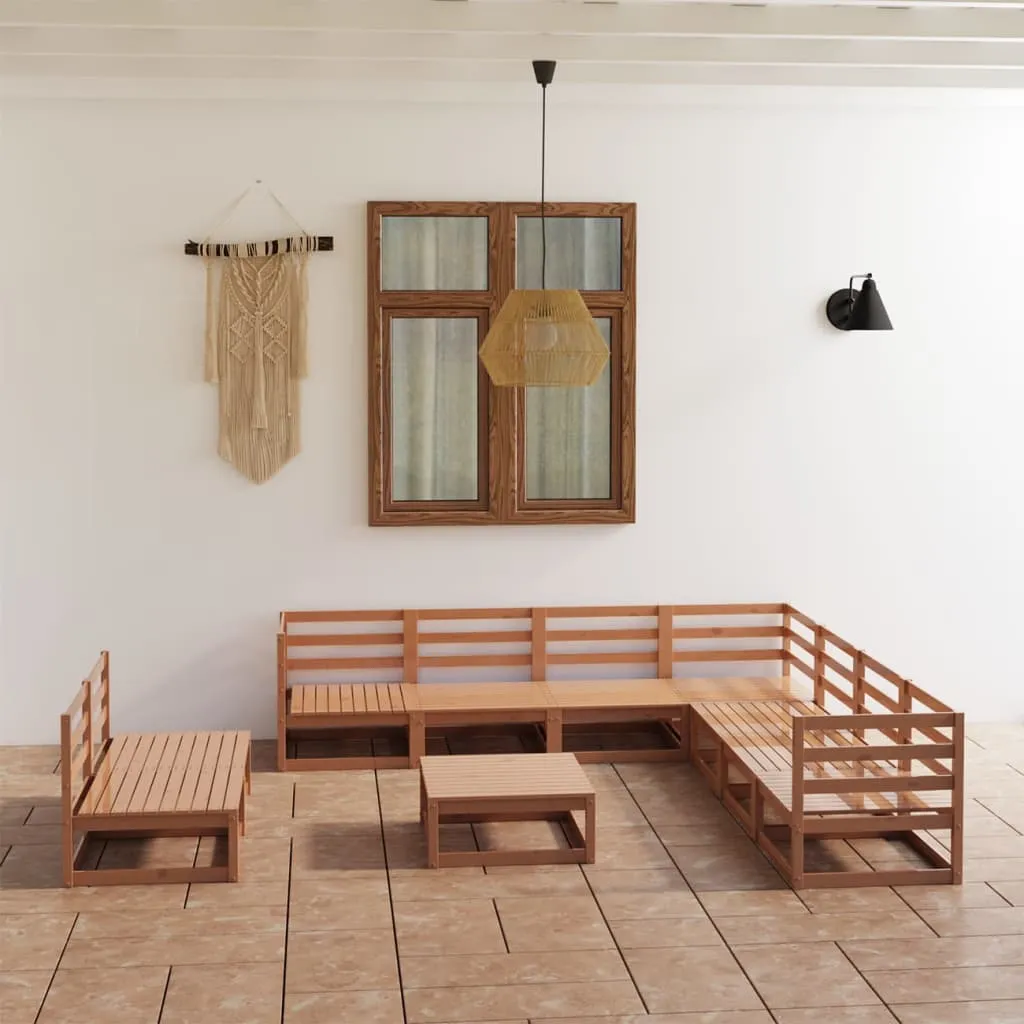ba-vd101670-1 Sodo poilsio baldų komplektas, 10 dalių, rudas, pušies masyvas