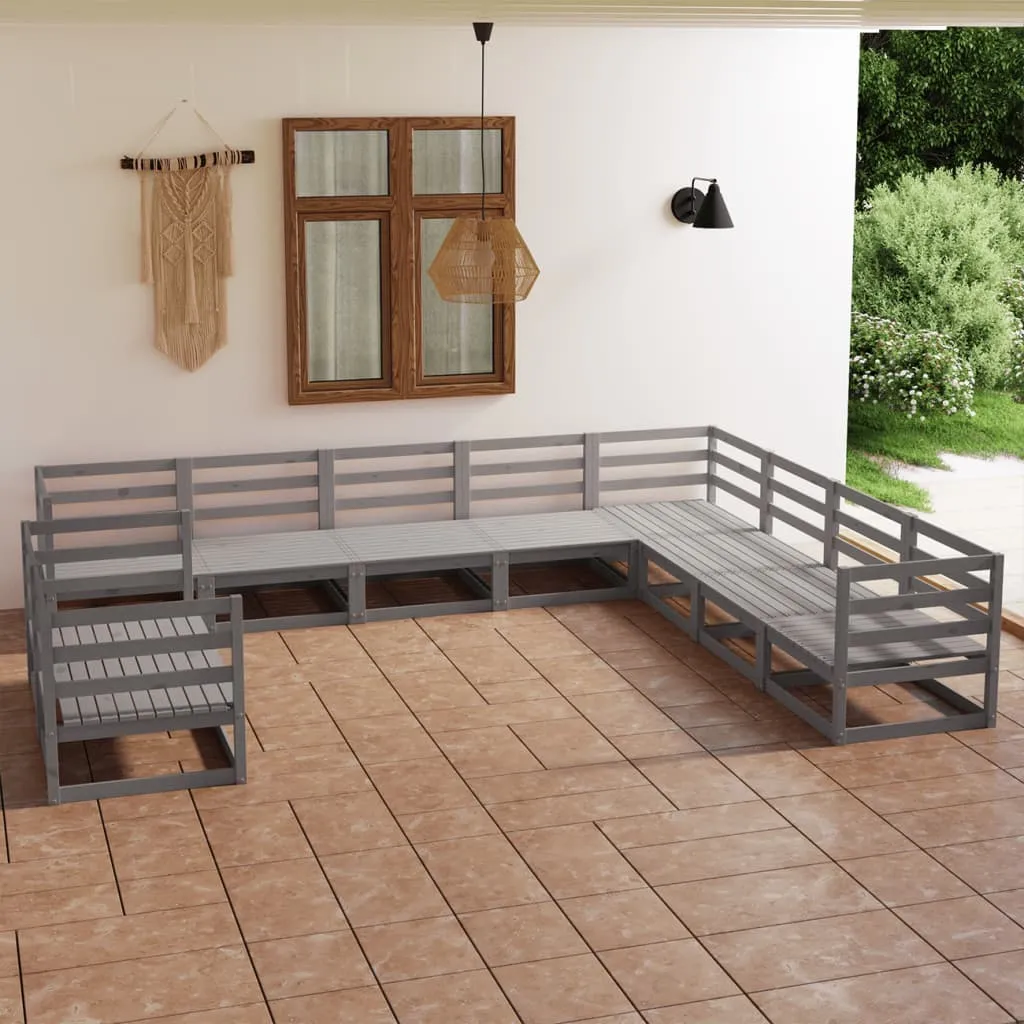 ba-vd101674-1 Sodo poilsio baldų komplektas, 10 dalių, pilkas, pušies masyvas