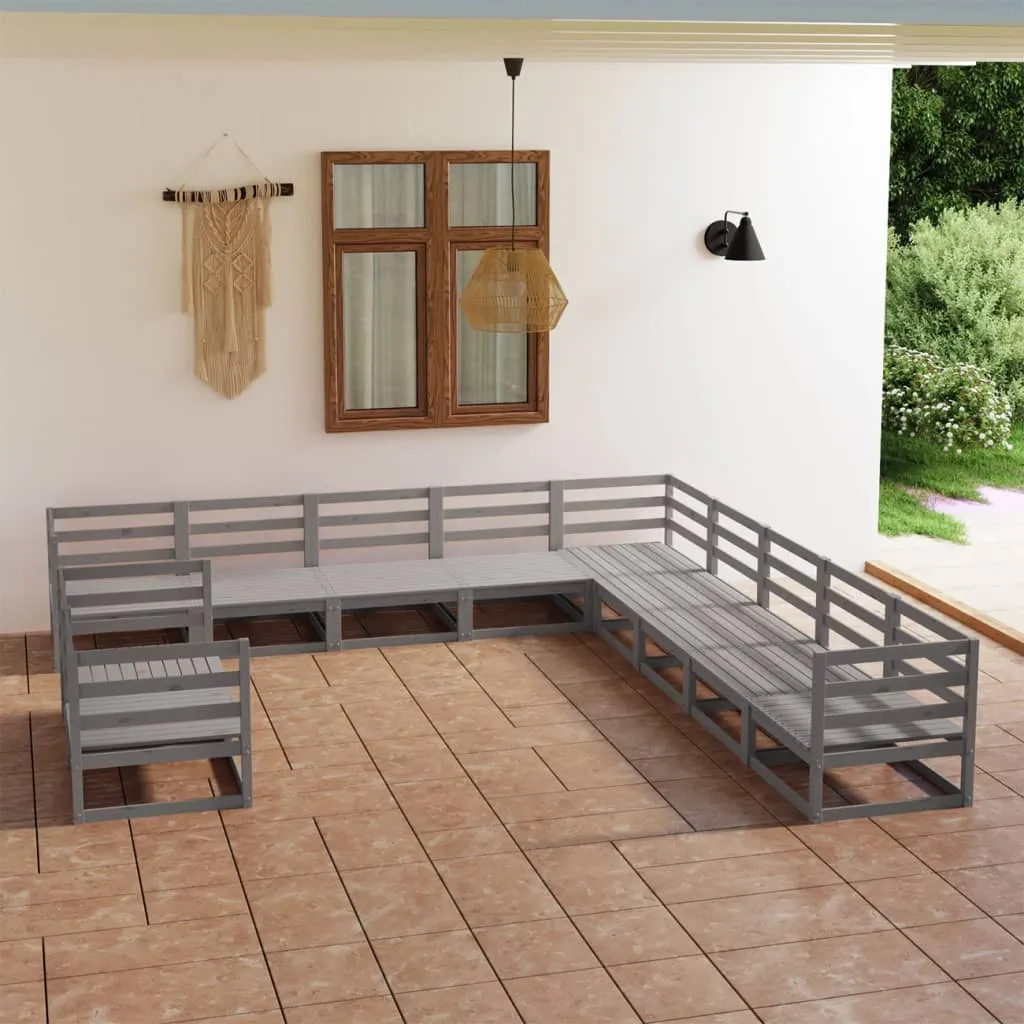 ba-vd101675-1 Sodo poilsio baldų komplektas, 11 dalių, pilkas, pušies masyvas