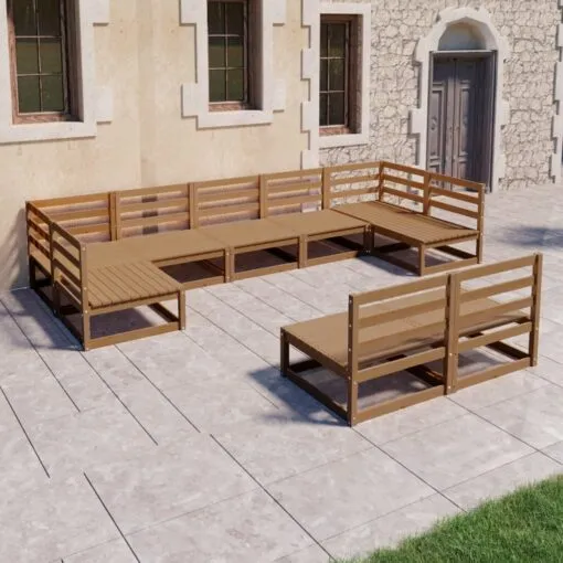 Sodo poilsio baldų komplektas, 9 dalių, pušies medienos masyvas
