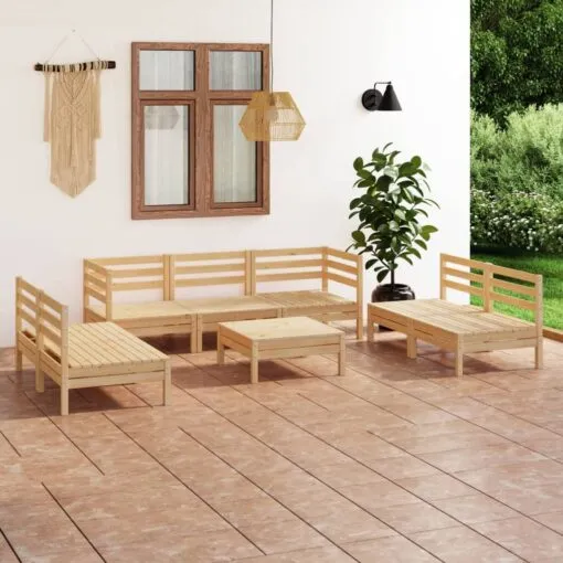 Sodo poilsio baldų komplektas, 8 dalių, pušies masyvas